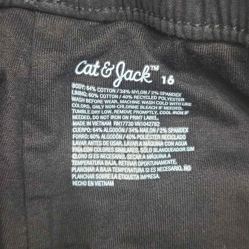Boys Jersey Lined Pull On Pants - Cat & Jack Black Size 16